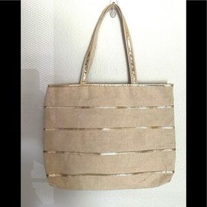 VALERIE BARAD canvas gold striped tote bag